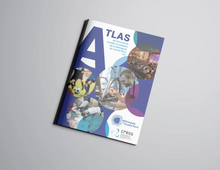 Mockup de la couverture de l'Atlas de l'économie sociale et solidaire de la Métropole du Grand Paris, édition 2020